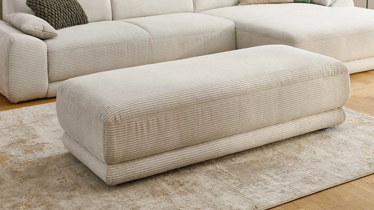 KAWOO Serie 7544 - XXL-Hocker, hellgrauer Breitcord GCT 9 - ca. 156 x 66 cm