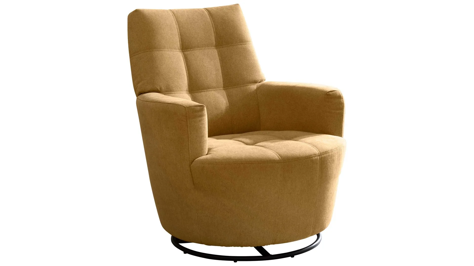 KAWOO Drehsessel, honigfarbener Bezug DPR95 & schwarzer Metallring