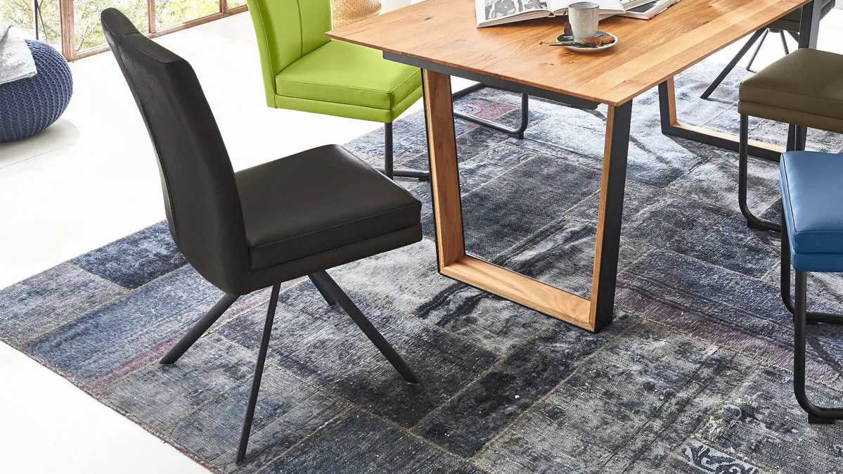 laVie Color-Line - Polsterstuhl, schiefergraues Leder Napoli 989 & schwarzes Eisen