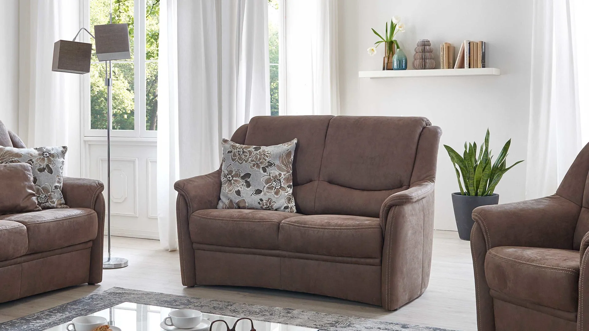 OrthoSedis Oslo - Zweisitzer, elephantfarbene Mikrofaser Gaucho 14 - Länge ca. 140 cm