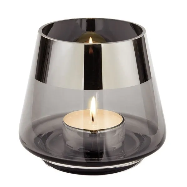 Fink Windlicht Jona Grau mit Platinrand (11cm)