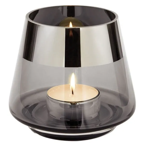 Fink Windlicht Jona Grau mit Platinrand (15cm)