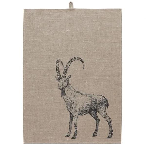 Frohstoff Geschirrtuch Leinen Steinbock Anthrazit