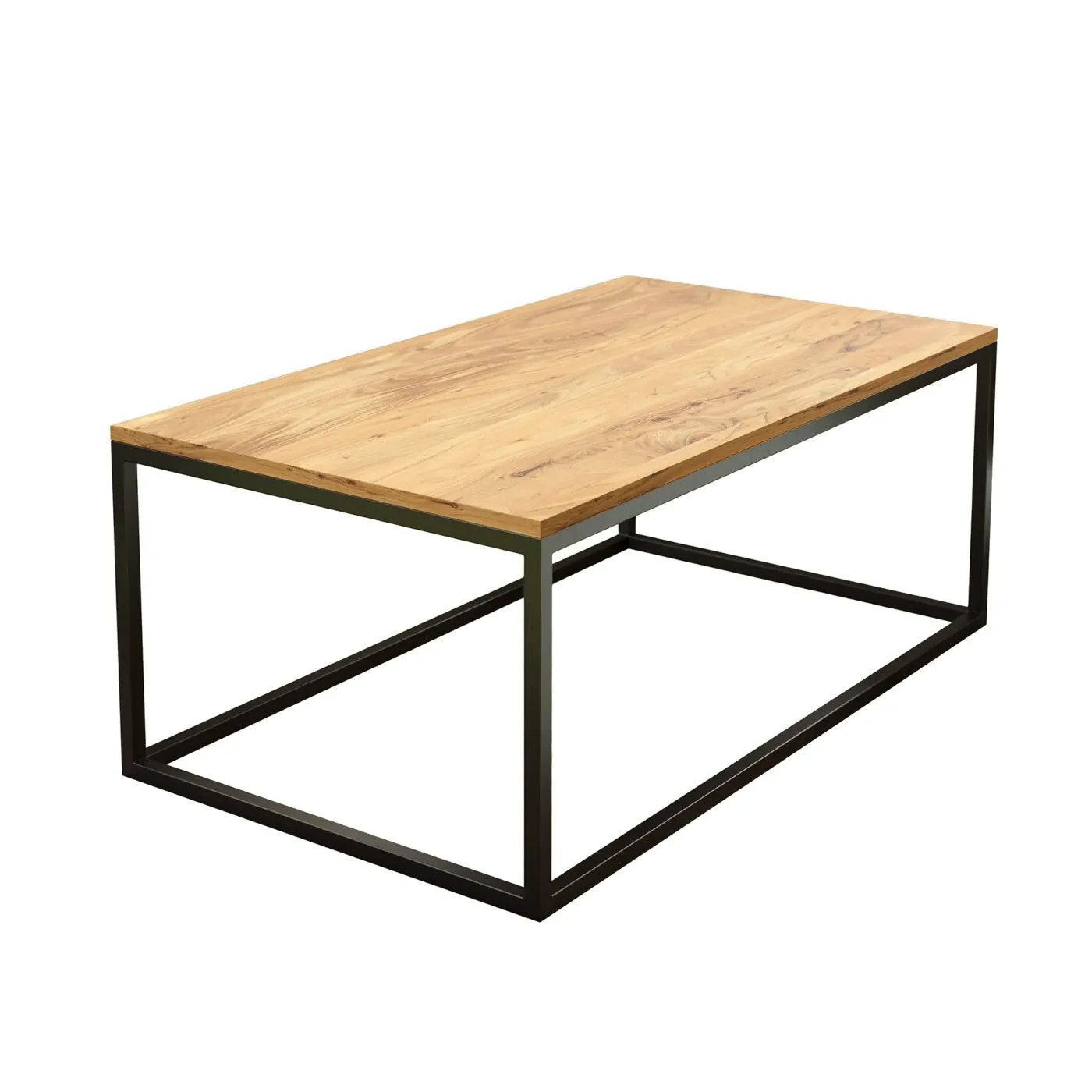 Liadomo Granada rechteckiger Couchtisch aus Metall und Akazie massiv - komplett montiert