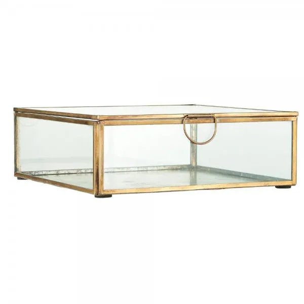 Ib Laursen Glasschachtel mit Deckel Solitaire quadratisch Gold (21,5x7,3x21,5 cm)