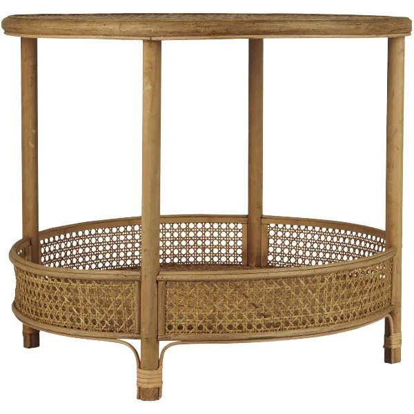 Ib Laursen Tisch Rund mit Ablage Rattan