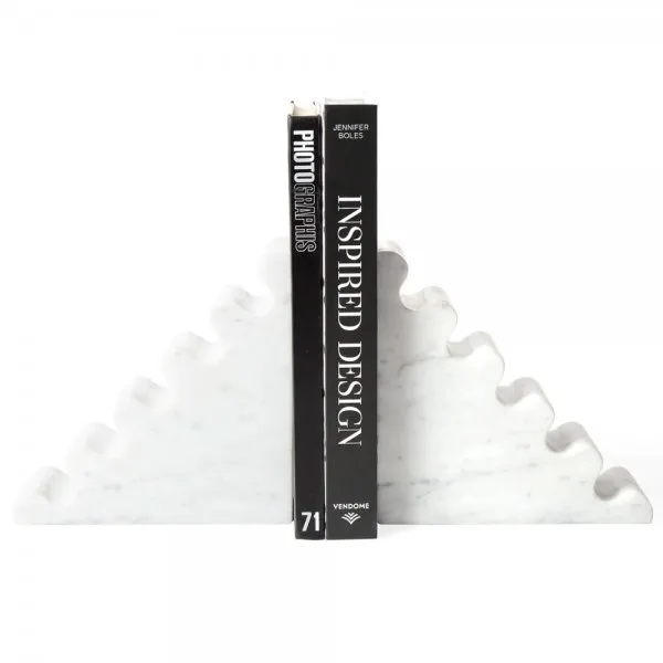 Jonathan Adler Buchstützen Ripple Marmor Weiß (2-teilig)