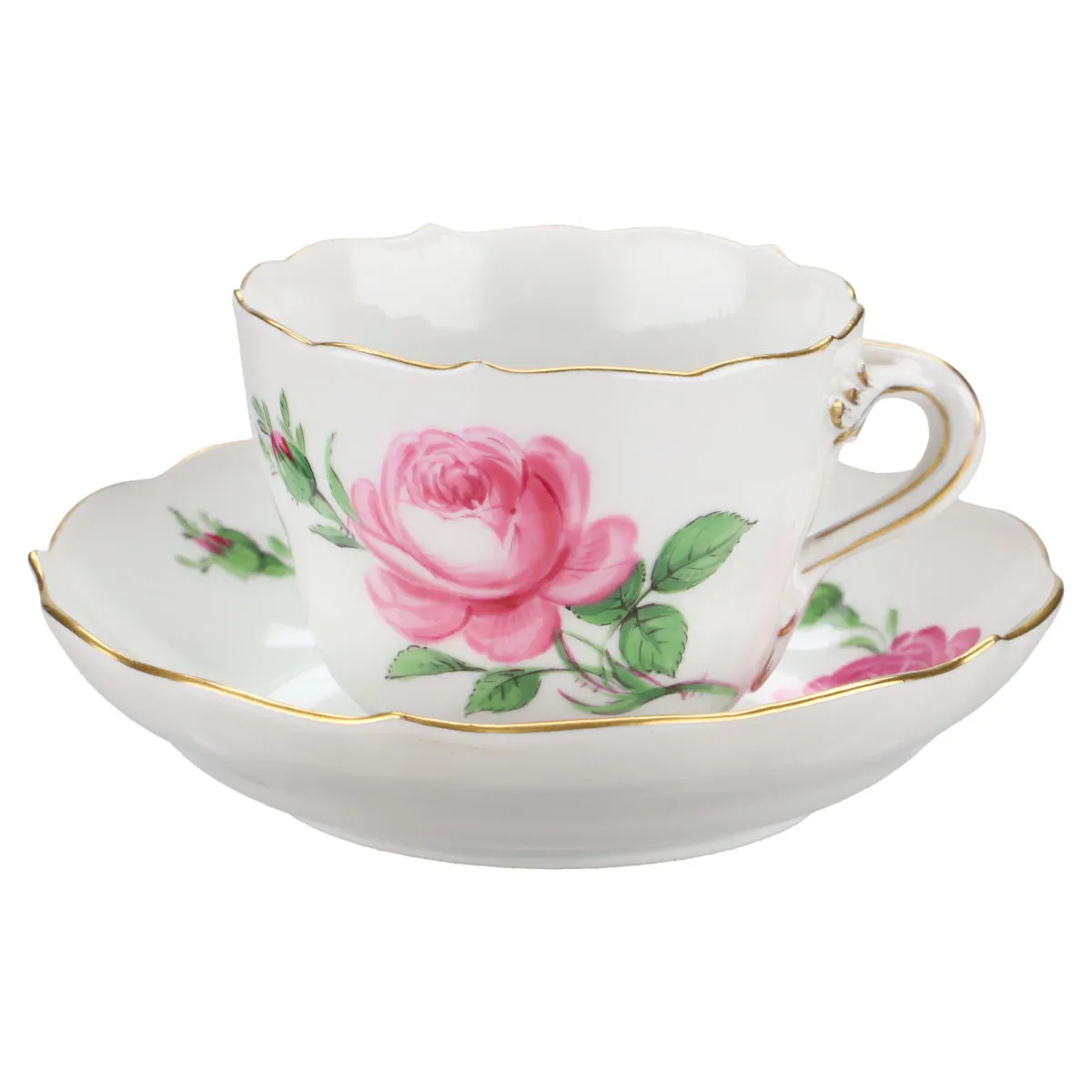 Mokkatasse mit Untere - Meissen Neuer Ausschnitt II.Wahl Rote Rose
