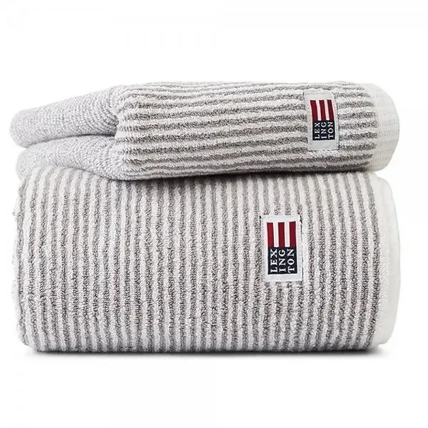 Lexington Handtuch Original Weiß Grau gestreift (30x50cm)