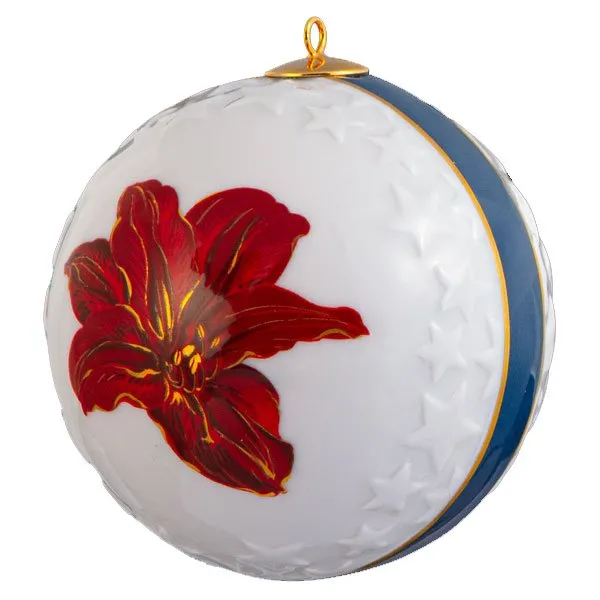 Meissen Christbaumkugel Kugel mit Reliefsternen Amaryllis