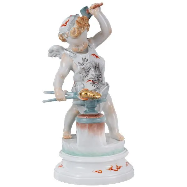 Meissen Porzellanfigur Amor als Schmied Drache (21cm)