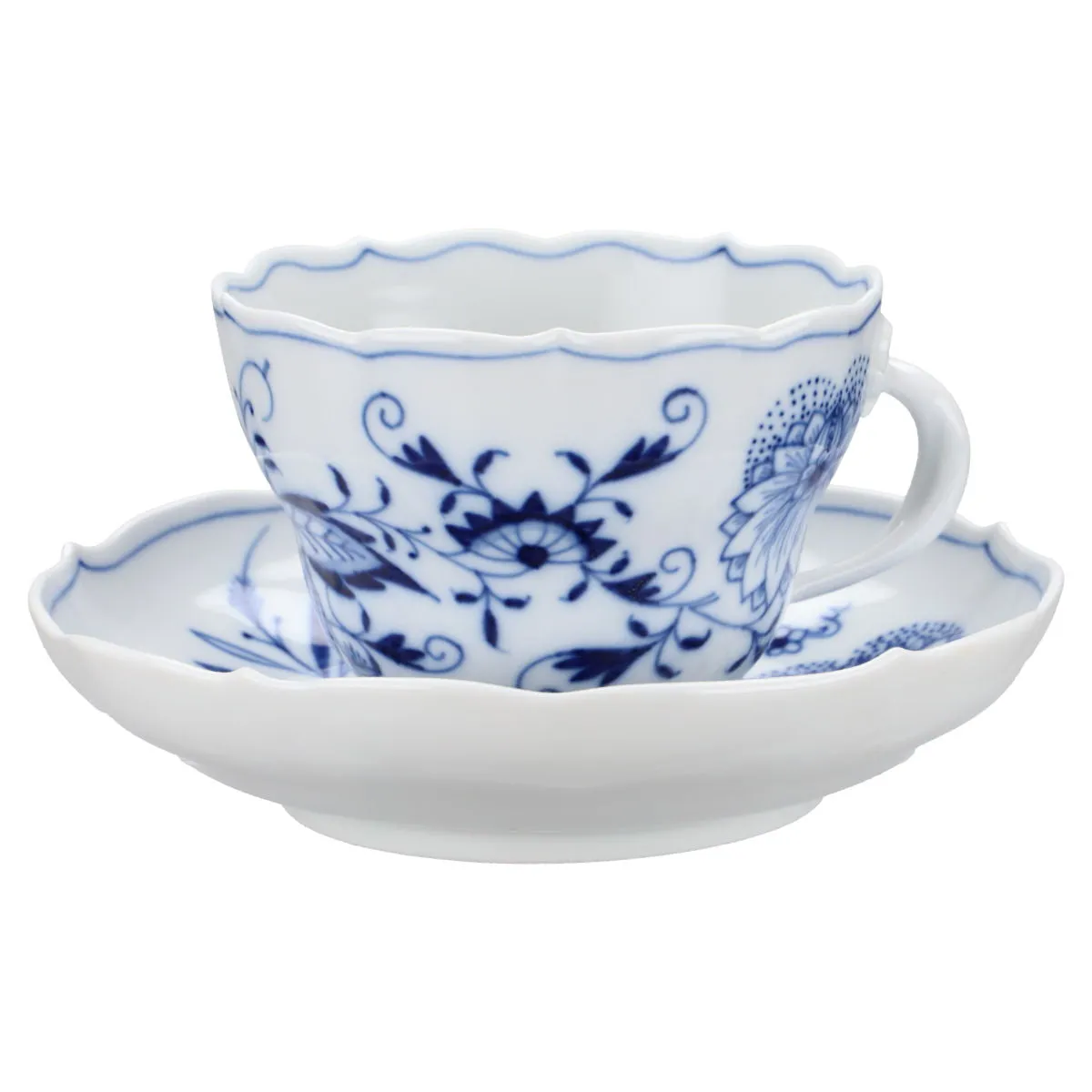 Kaffeetasse mit Untertasse groß - Meissen Neuer Ausschnitt II.Wahl Zwiebelmuster