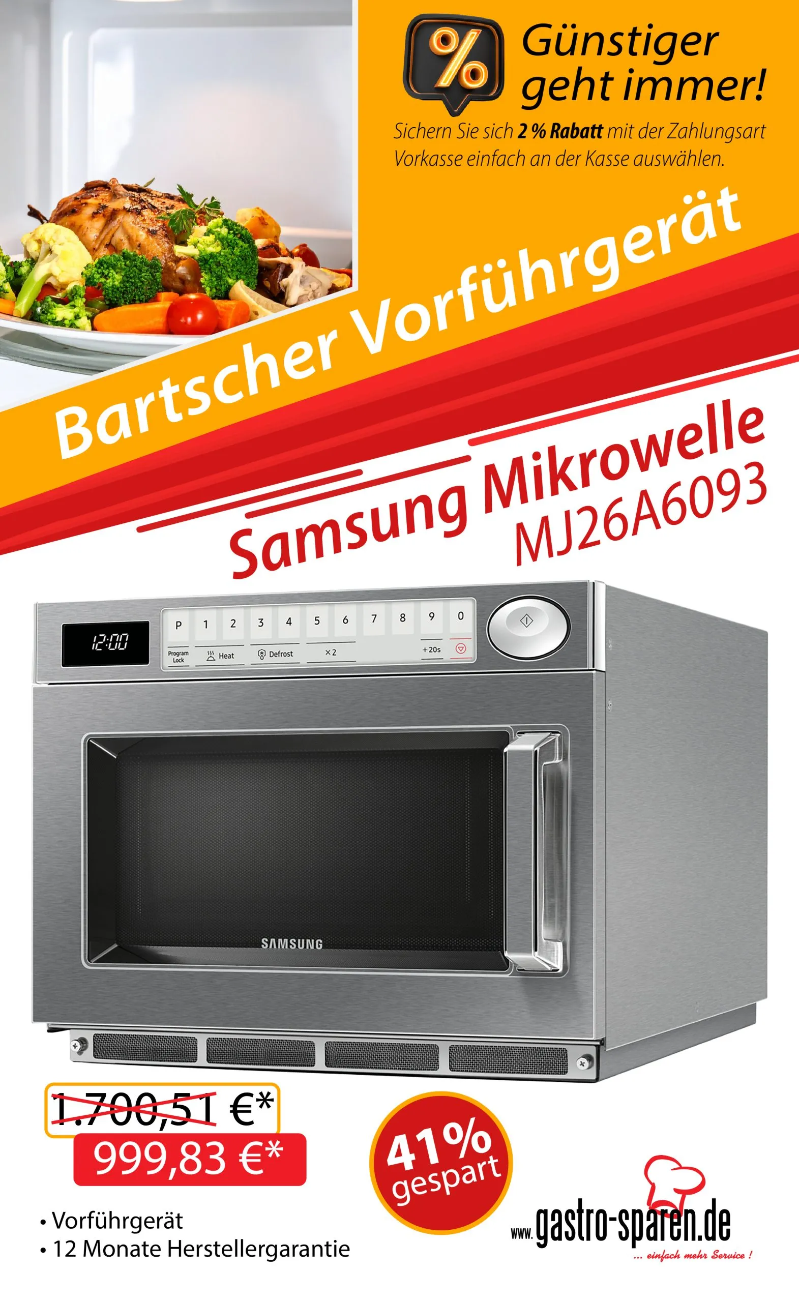 Bartscher Vorführgerät Samsung Mikrowelle MJ26A6093