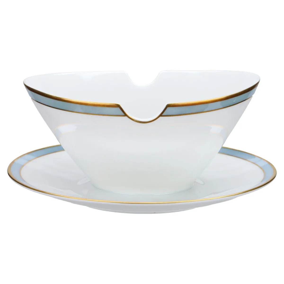 Sauciere mit Teller einteilig - Rosenthal Form 2000 Gala blau