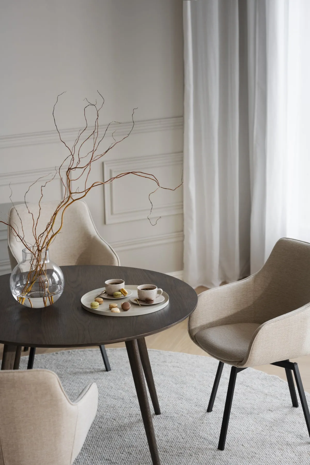 ALISON Swivel Light Beige Set of 2 Armchairs Rowico