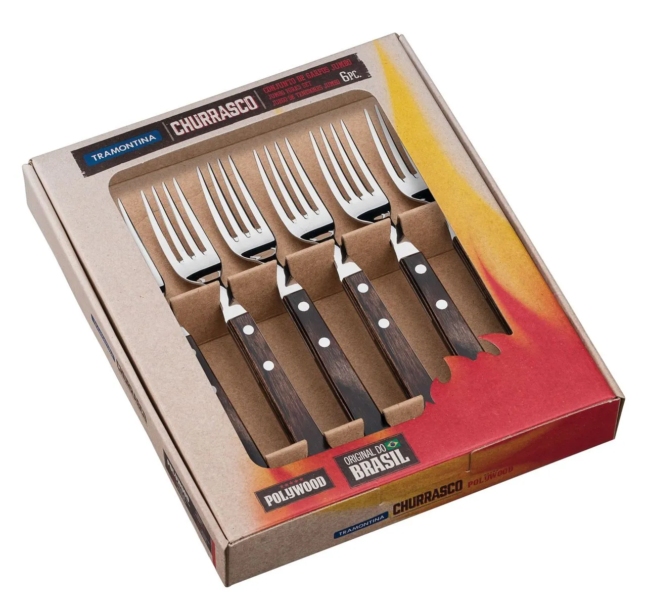 6 tlg. JUMBO Steakgabel-Set, braun