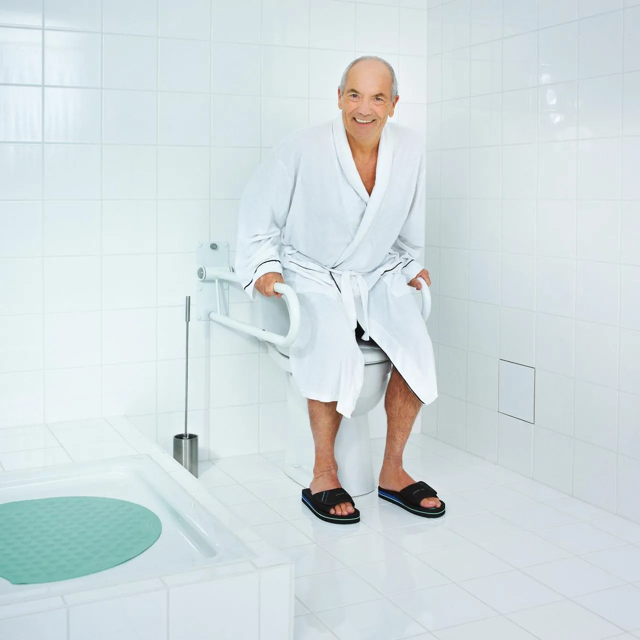 WC-Aufstehbügel Tim ca. 76 cm, weiß, klappbar Stahl