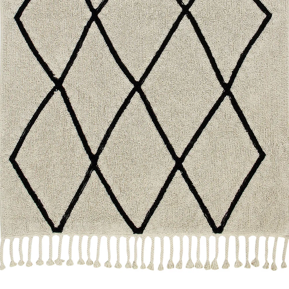 Lorena Canals Läufer aus Baumwolle - "Bereber" handgewebt beige-schwarz