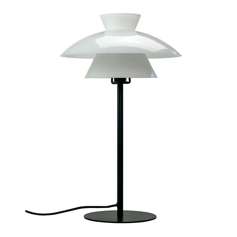 Tischlampe "Vachel" Glas & Metall weiß-schwarz