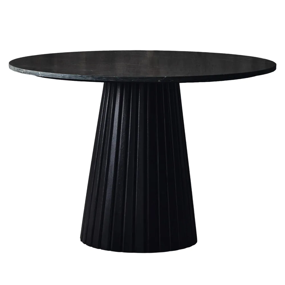 Runder Esstisch "Edward" - mit Marmorplatte schwarz