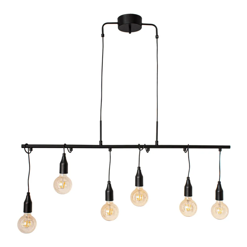 Hängelampe - 6-flammig "Skyla" Metall schwarz