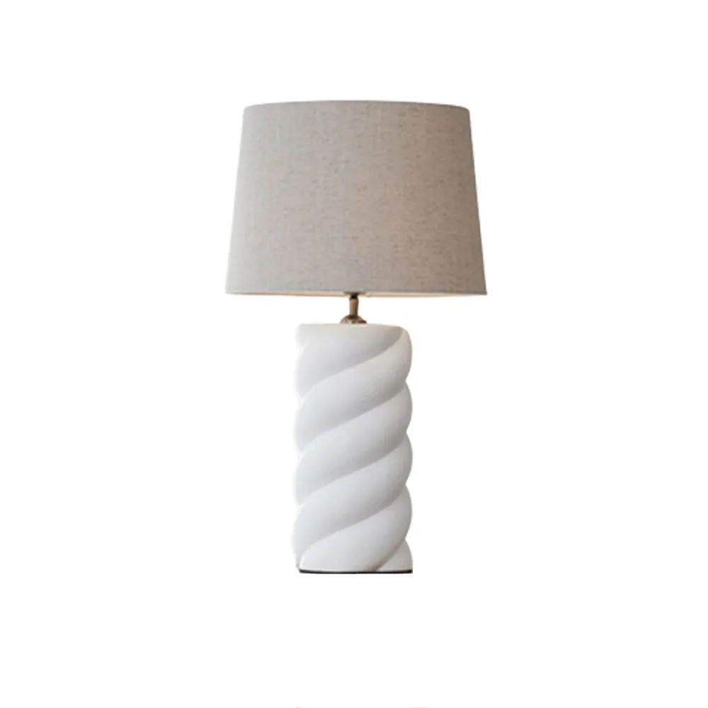 Tischlampe - handgefertigt "Sara" aus Keramik weiß-beige