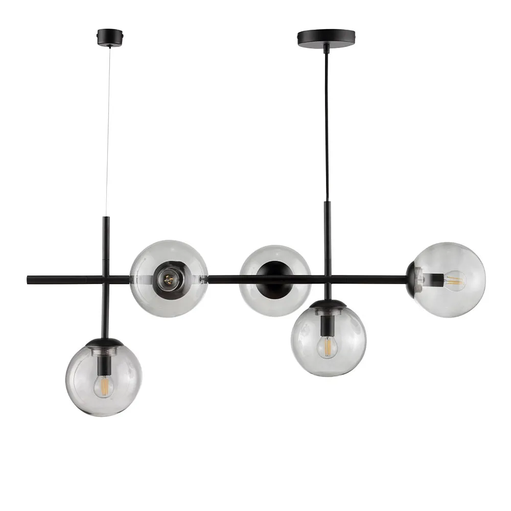 Pendelleuchte - 5-flammig "Calise" Glas & Metall