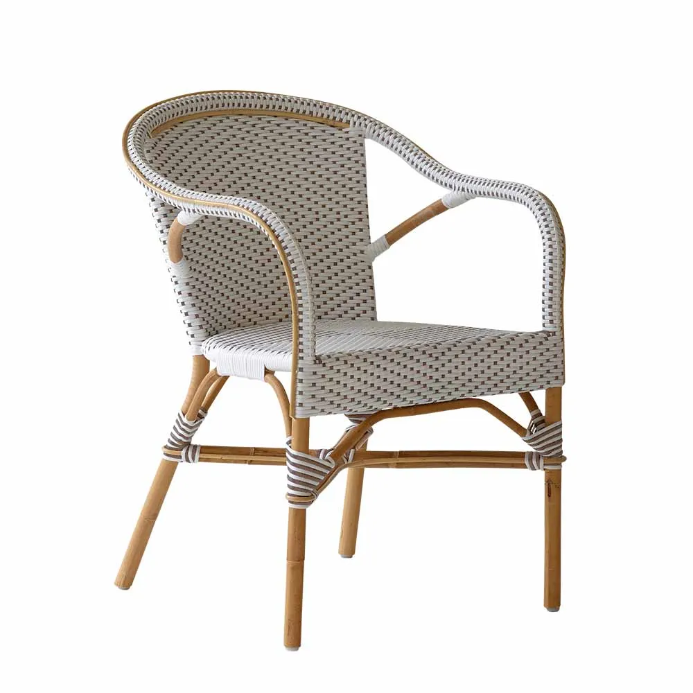 Bistrosessel - mit Armlehne "Sorbonne" Rattan weiß