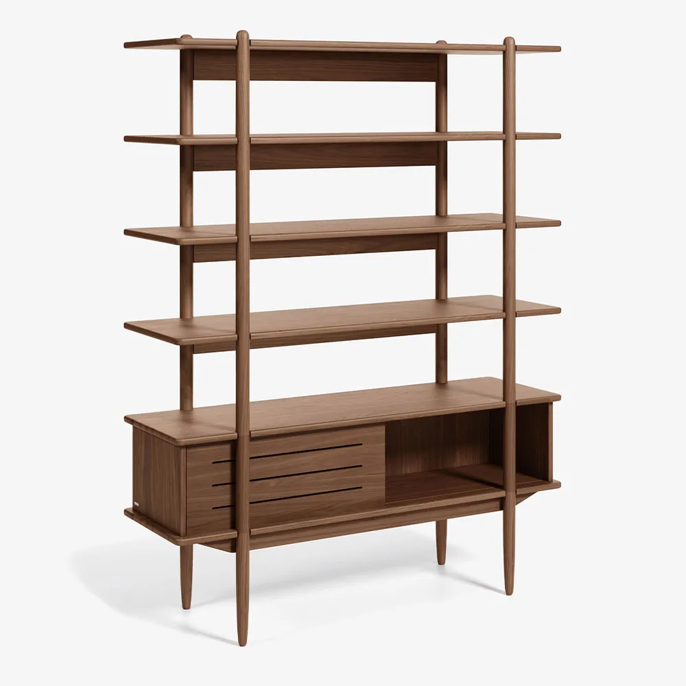 Retro Regal - mit Stauraum "Calisa" Nussbaum