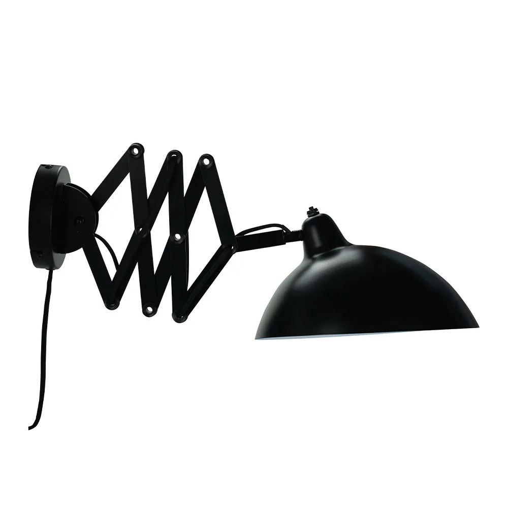 Wandleuchte mit Scherenarm "Fabius" Metall schwarz