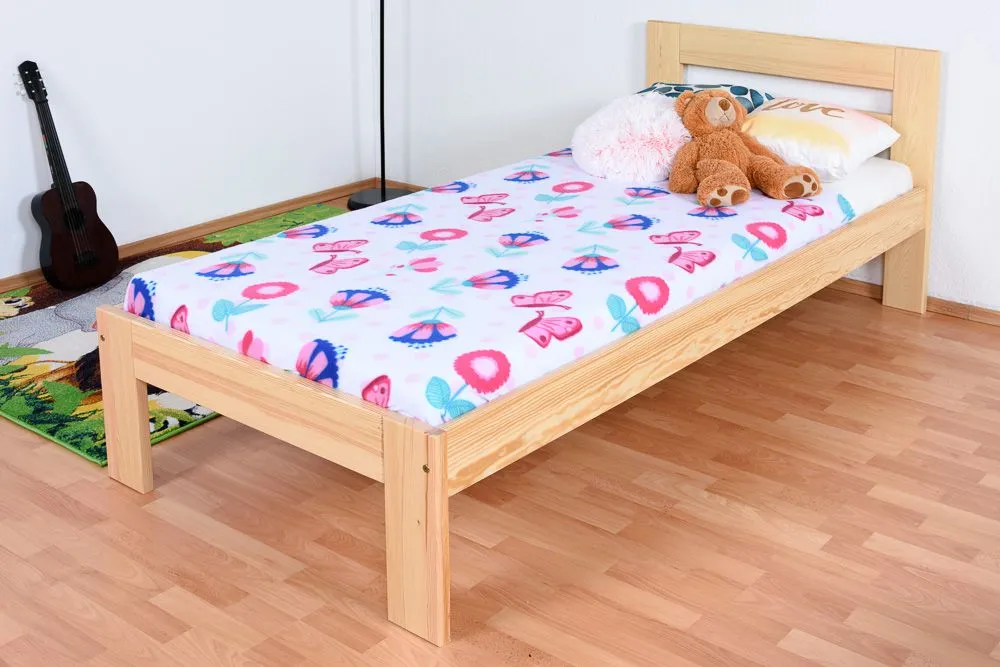 Kinderbett / Jugendbett Kiefer massiv Vollholz natur 74, inkl. Lattenrost - 90 x 200 cm (B x L)