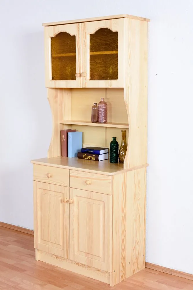 Vitrine Kiefer massiv Vollholz natur Junco 45 - Abmessungen: 195 x 84 x 48 cm (H x B x T)