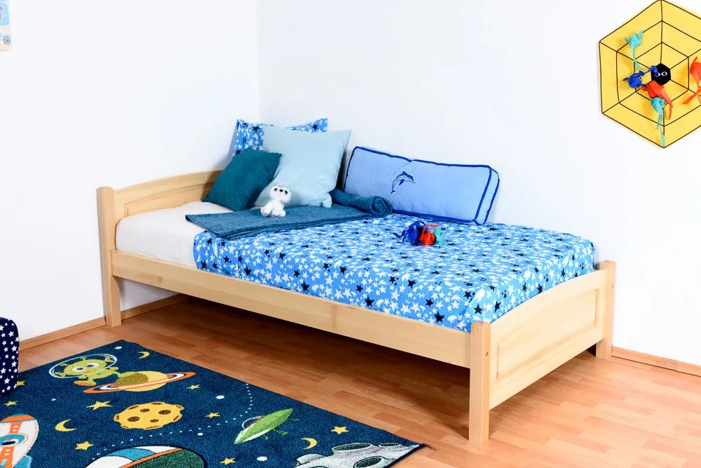 Kinderbett / Jugendbett Buche massiv Vollholz natur 117, inkl. Lattenrost - 100 x 200 cm (B x L)