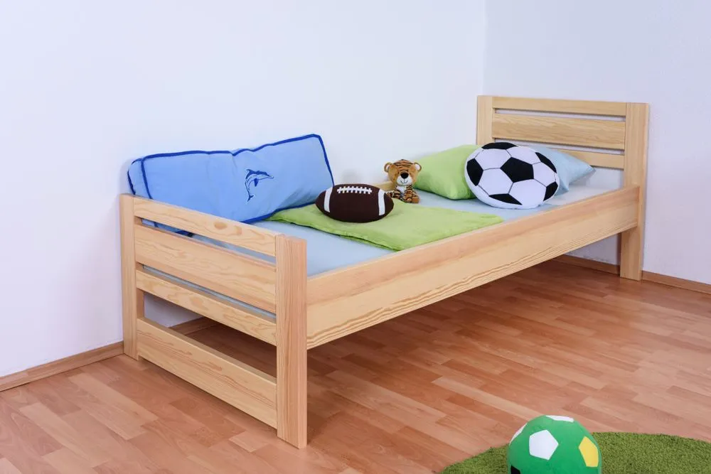 Kinderbett / Jugendbett Kiefer massiv Vollholz natur 72, inkl. Lattenrost - 80 x 200 cm (B x L)