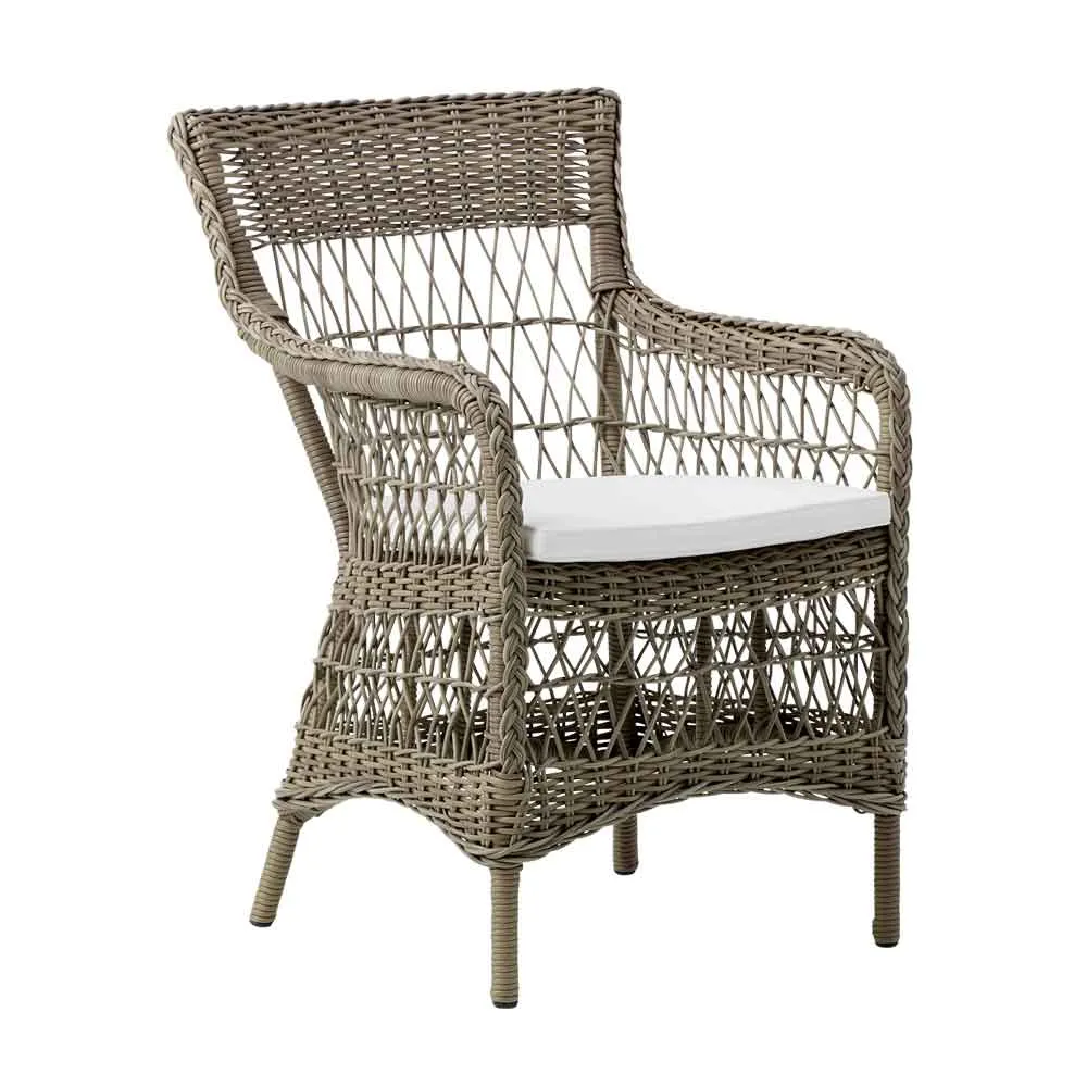 Gartenstuhl - mit Armlehne "Maree" Polyrattan taupe