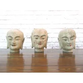 China drei Skulpturen Koepfe nach 500 Jahre alten Vorlagen aus feinem Pappelholz modelliert von Luxury-Park