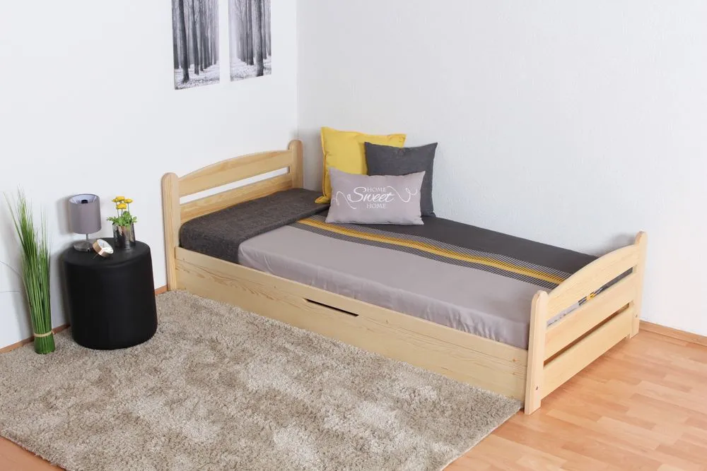 Einzelbett / Funktionsbett Kiefer massiv Vollholz natur 92, inkl. Lattenrost - 90 x 200 cm (B x T)