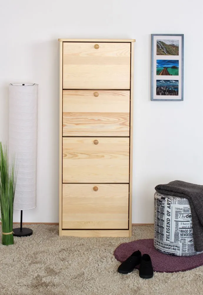 Schuhschrank Kiefer Vollholz massiv natur Junco 211 - Abmessung: 150 x 58 x 30 cm (H x B x T)