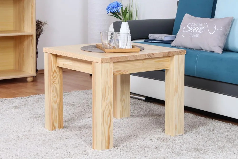 Couchtisch Kiefer massiv Vollholz natur Junco 485 –  Abmessung: 60 x 60 x 50 cm (B x T x H)