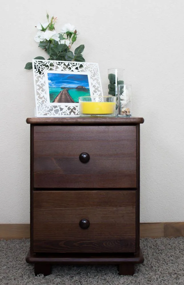 Nachtkommode Kiefer massiv Vollholz Nussfarben 009 - Abmessung 55 x 42 x 47 cm (H x B x T)