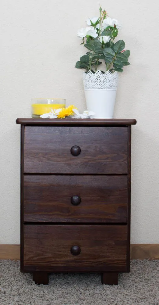 Nachtkommode Kiefer massiv Vollholz Nussfarben 006 - Abmessung 60 x 43 x 33 cm (H x B x T)