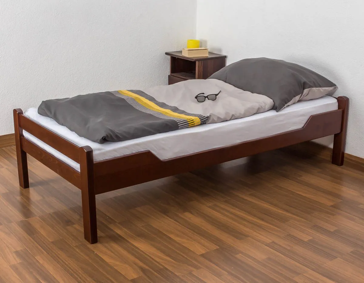 Kinderbett / Jugendbett "Easy Premium Line" K1/1n, Buche Vollholz massiv Dunkelbraun - Maße: 90 x 190 cm