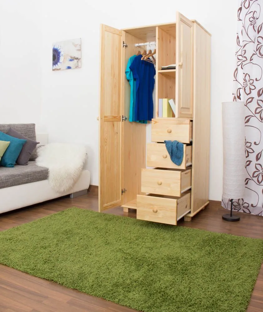 Kleiderschrank Holz natur 009 - Abmessung 190 x 80 x 60 cm (H x B x T)