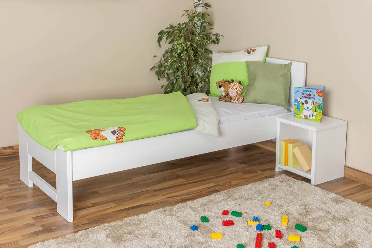 Kinderbett / Jugendbett  Buche massiv Vollholz weiß lackiert 111, inkl. Lattenrost - Abmessung 80 x 200 cm