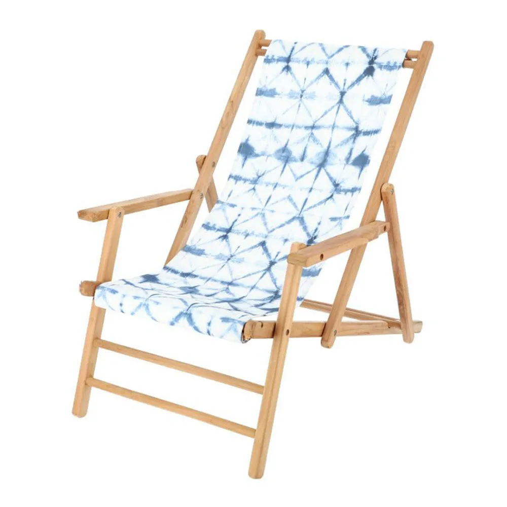 jan kurtz Liegestuhl - klappbar "Maxx Seraya" Teak blau-weiß