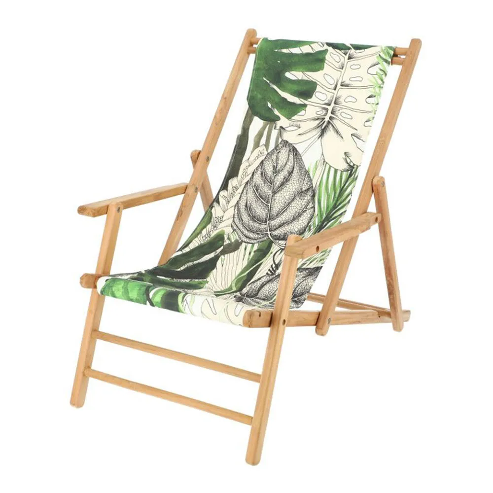 jan kurtz Liegestuhl - klappbar "Maxx Exochic" Teak weiß-grün