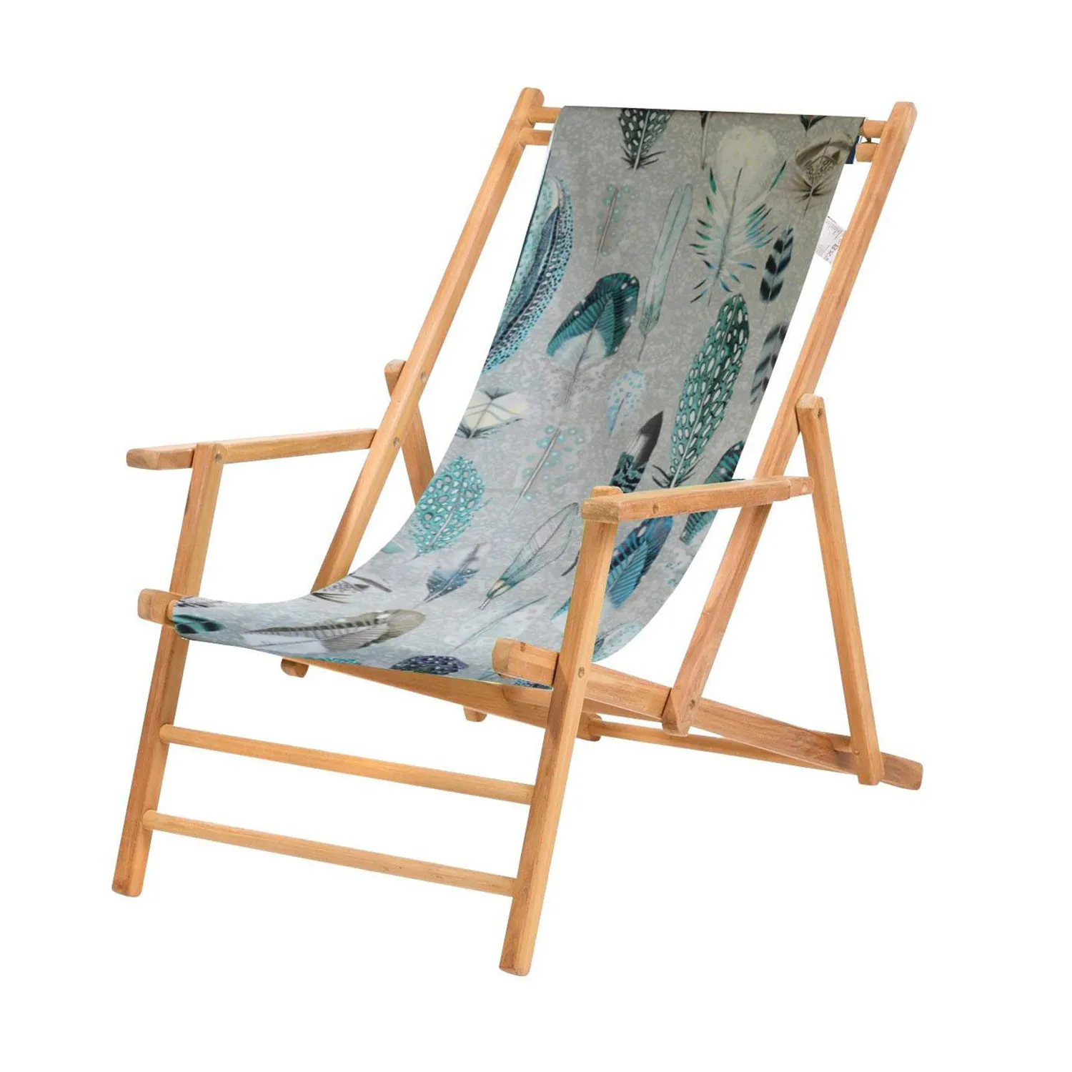 jan kurtz Liegestuhl - klappbar "Maxx Federn" Teak blau-grau