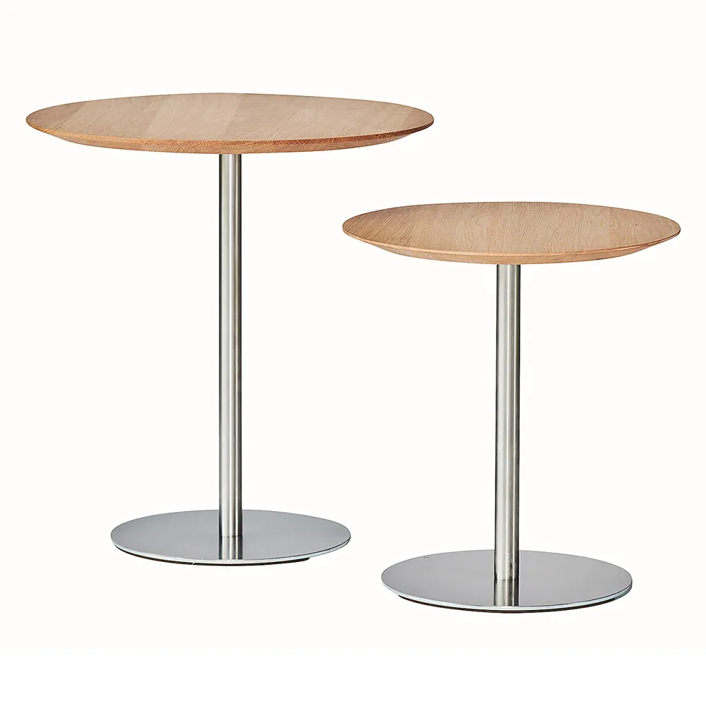 jan kurtz Beistelltisch - rund "Piazza" Eiche & Edelstahl
