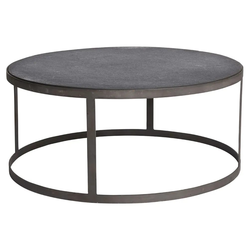 Couchtisch - rund "Hinrik" Metall & Stein schwarz
