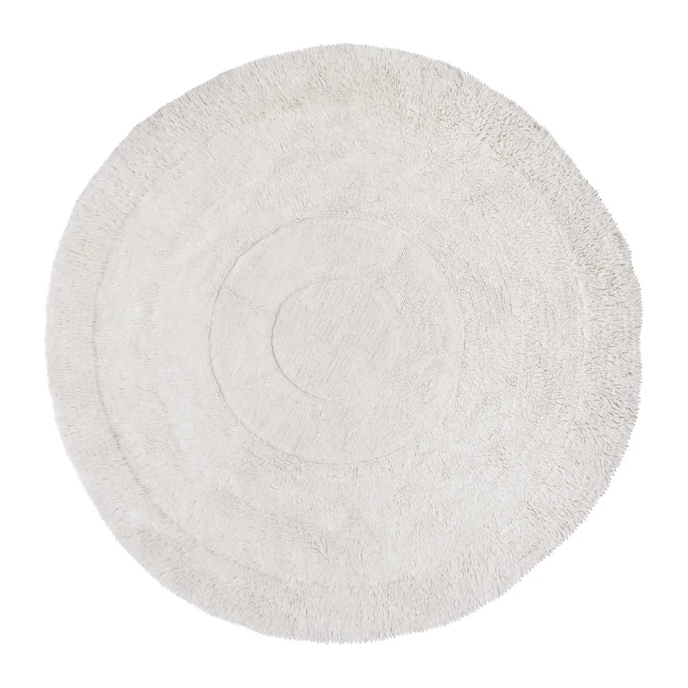 Lorena Canals Runder Wollteppich - waschbar "Arctic Circle" handgewebt creme